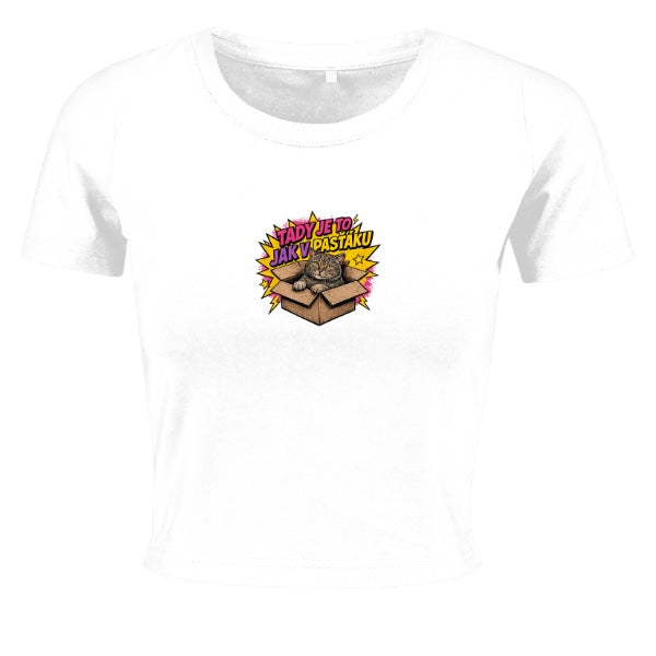 Dámský crop top – Tady je to jak v pasťáku (velký motiv)