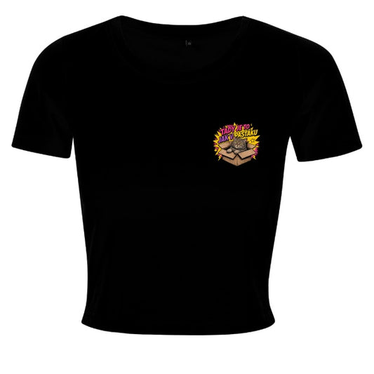 Dámský crop top – Tady je to jak v pasťáku (malý motiv)
